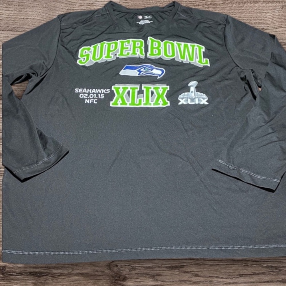 NFL Black Super Bowl XLIX Seahawks Long Sleeve Tee